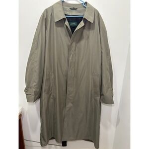Lauren Ralph Lauren Trench Coat Mens 44L Olive Microfiber Water Repellent Liner